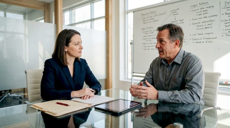 Lawyer consulting with personal injury client