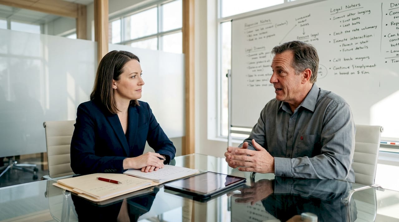 Lawyer consulting with personal injury client