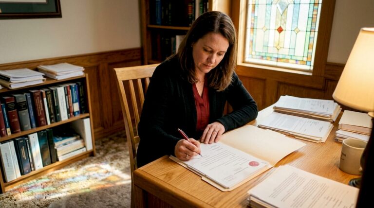 Lawyer reviewing custody case documents