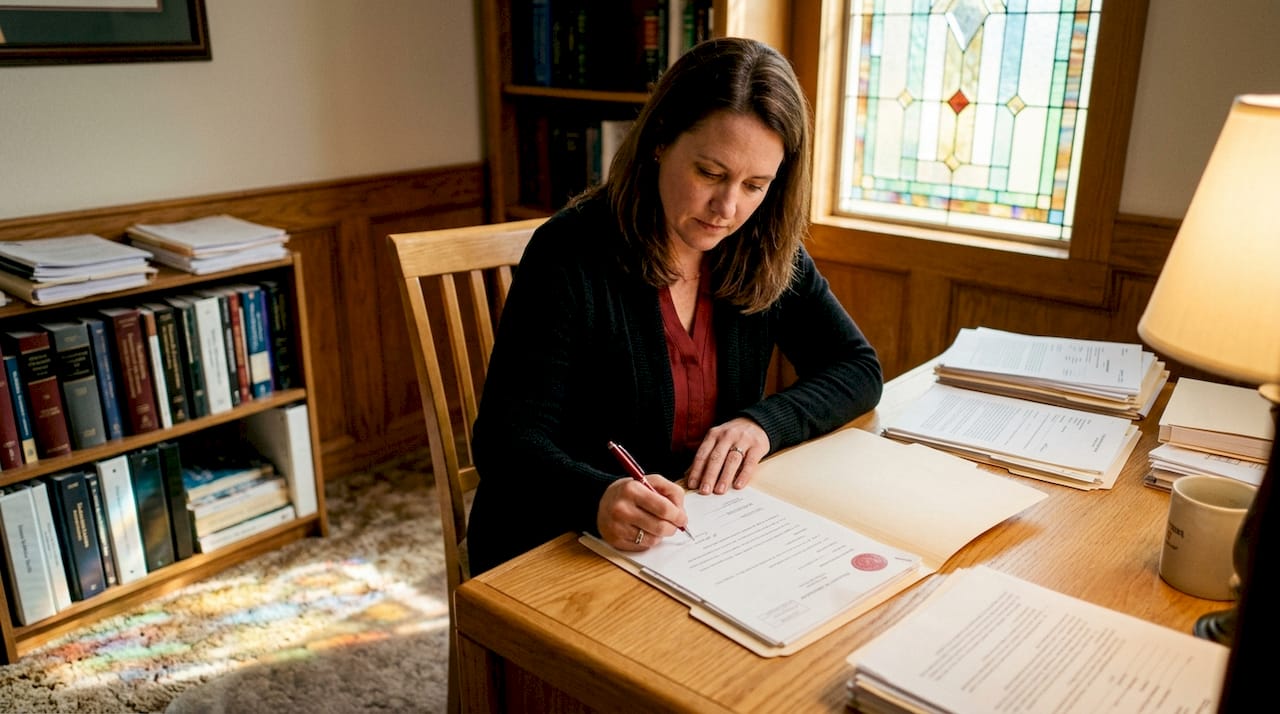 Lawyer reviewing custody case documents