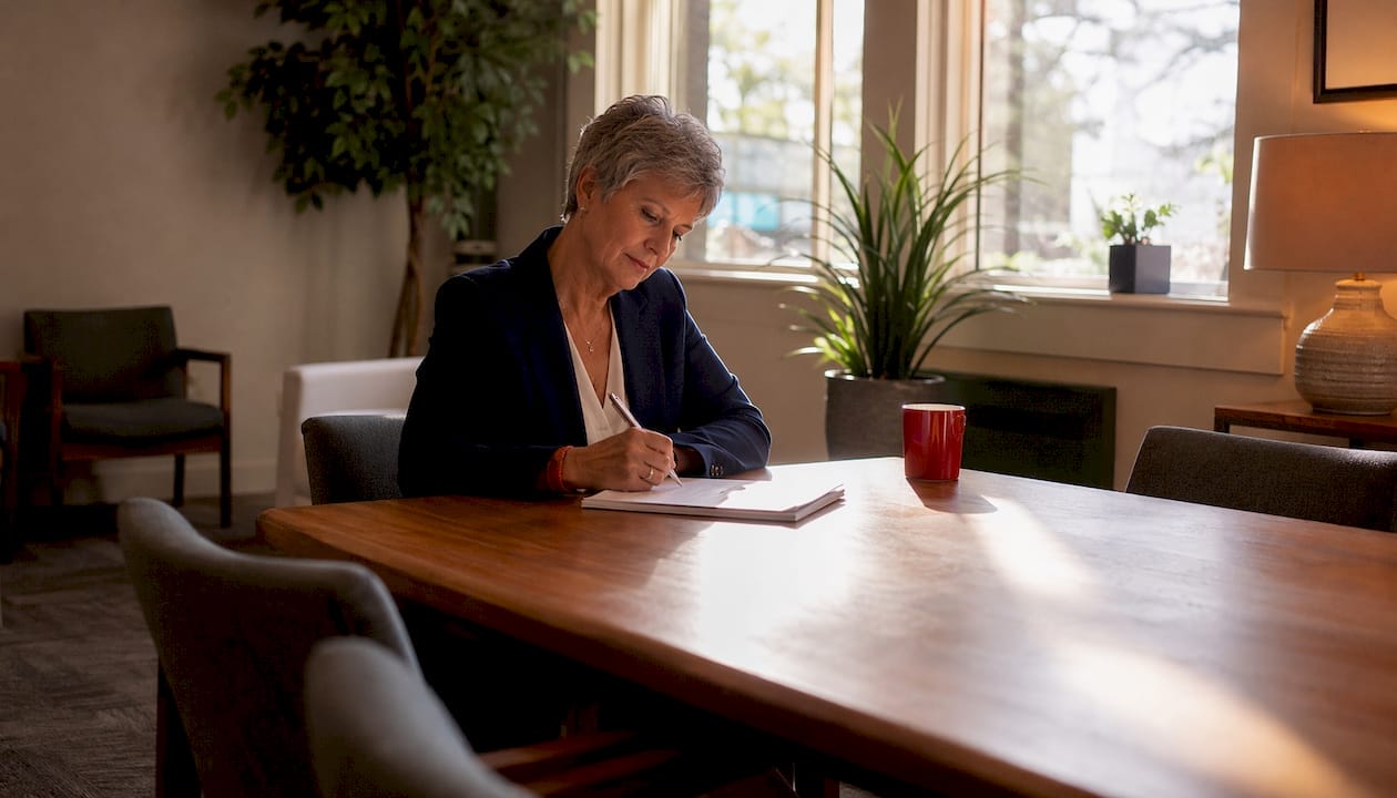 Divorce Mediation Preparation Tips: Your Pre-Session Checklist Mediator reviewing notes in mediation room