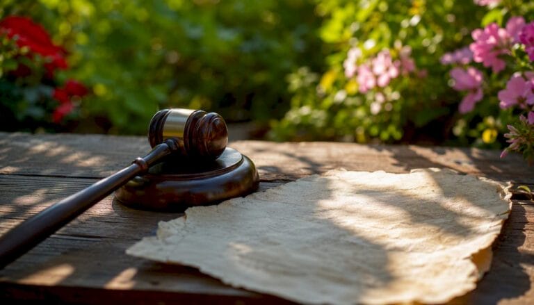 Judge's gavel and probation order on bench