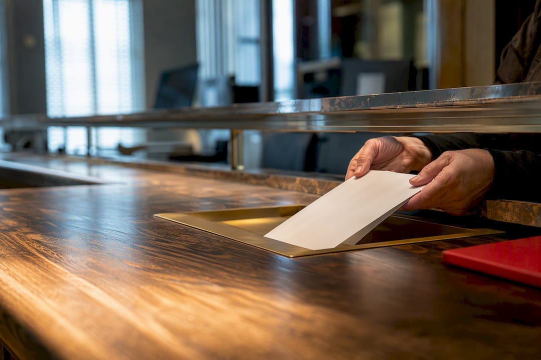 Property deed submitted at courthouse recording counter