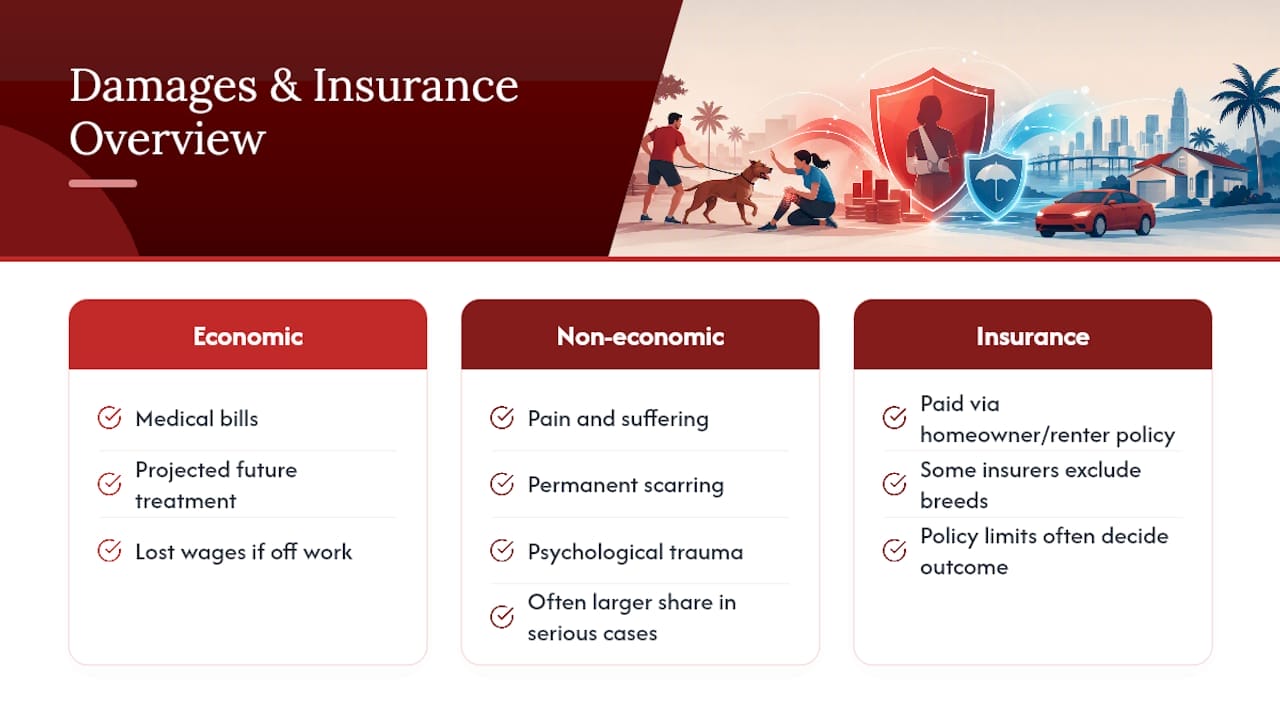 Strict Liability, With Limits: 4 Steps After a Florida Dog Bite Damages You Can Recover in a Florida Dog Bite Case — overview diagram