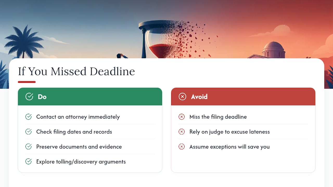 Two Years to Sue in Florida: HB 837 and Your Statute of Limitations What Happens If You Miss the Deadline — overview diagram