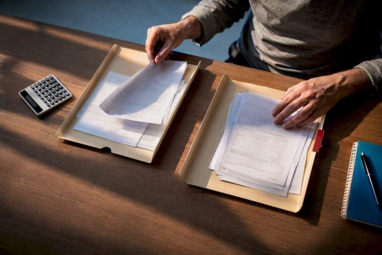 Insurance claim documents arranged for review