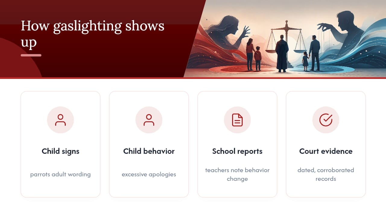 6 Records Judges Trust in Gaslighting Custody Cases for Parents How Gaslighting Affects Kids Caught in the Middle — overview diagram