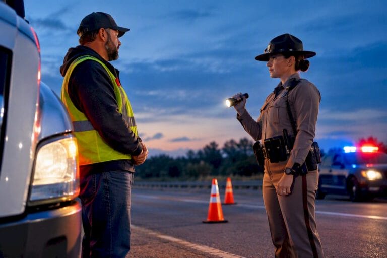 Commercial driver during roadside sobriety check