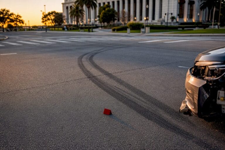 Tire skid marks at Florida crash scene