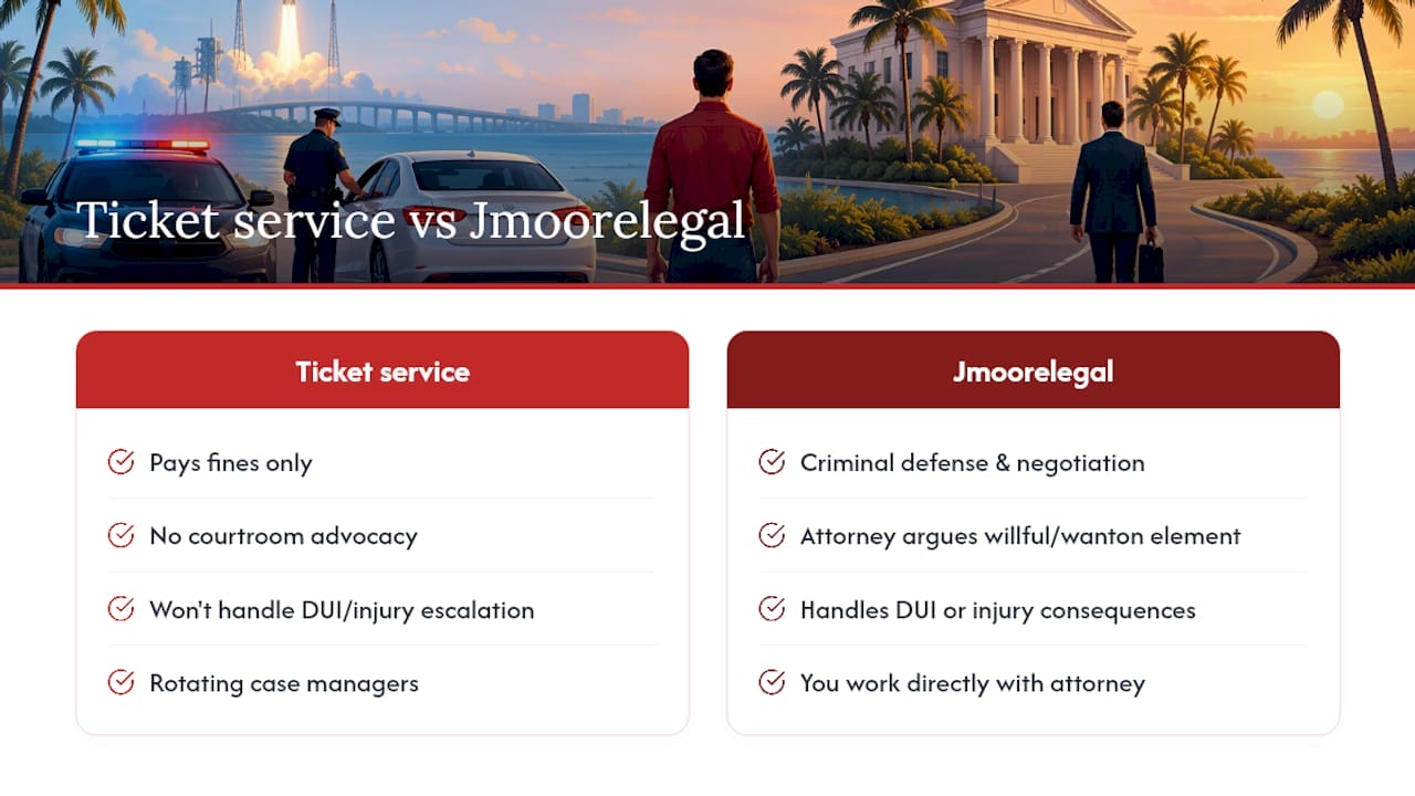 Brevard Attorney: Reckless Driving in Florida, 4 Points and What to Do How Jmoorelegal Defends Reckless Driving Charges in Brevard County — overview diagram