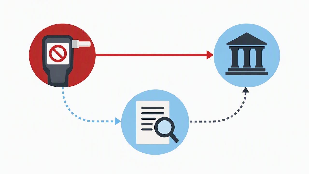 Act Within 10 Days After a Breath Test Refusal in Florida: §316.1932 Illustration linking refusal, charge, and defense