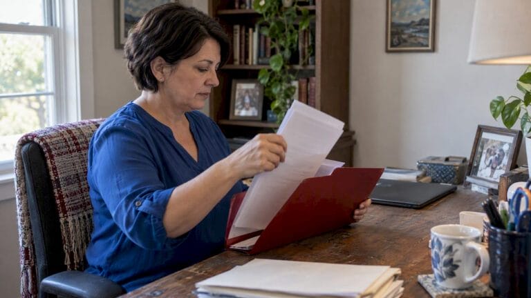 Client organizing estate planning papers