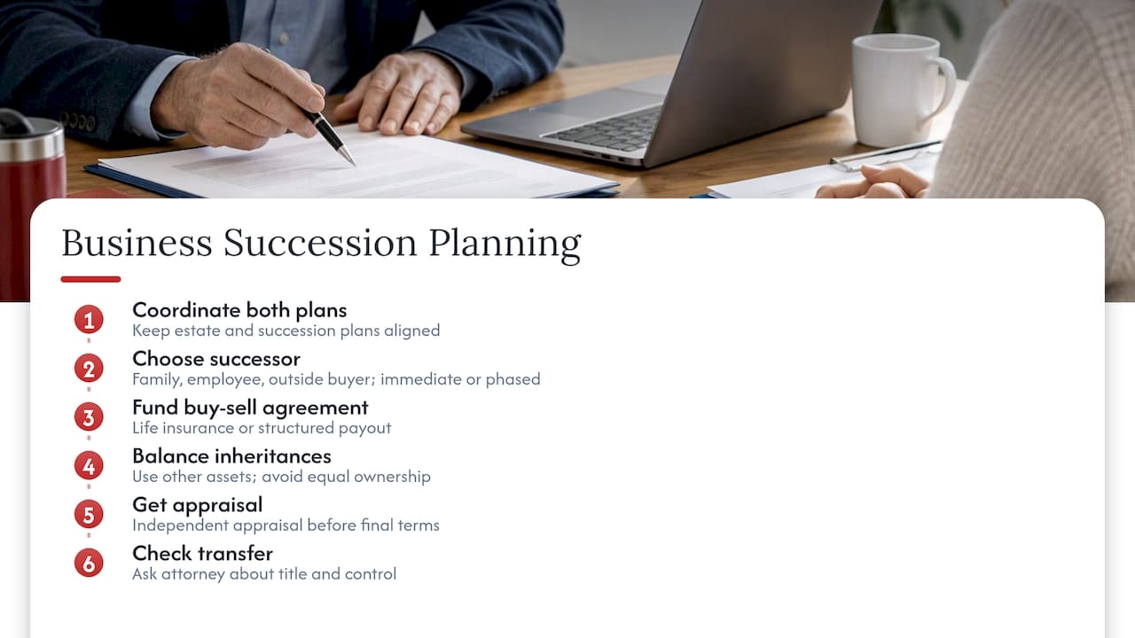Estate Planning Consultation: 5 Questions to Ask and What to Bring Strategies for business succession planning — overview diagram