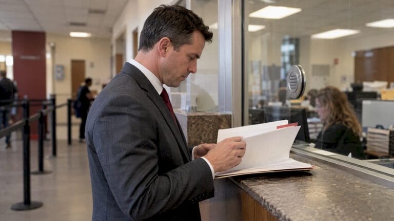 Attorney checking a criminal case file