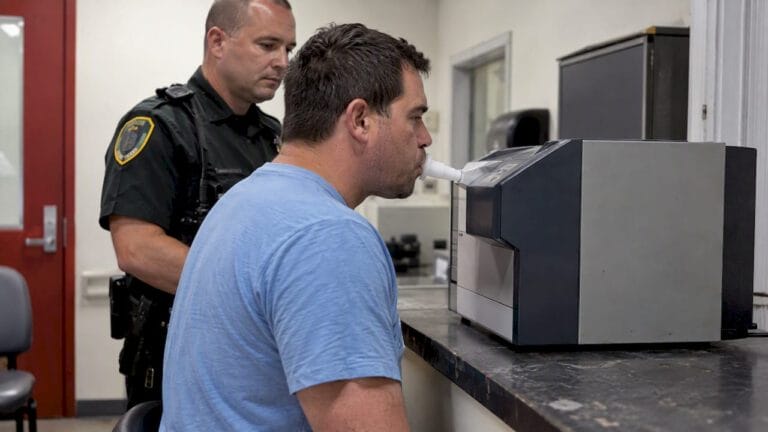 Driver providing a breath sample during testing