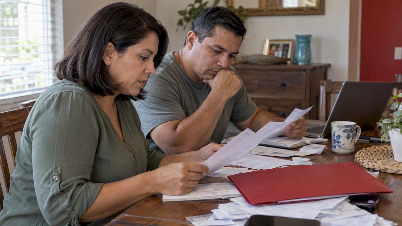 Couple reviewing finances for alimony decision