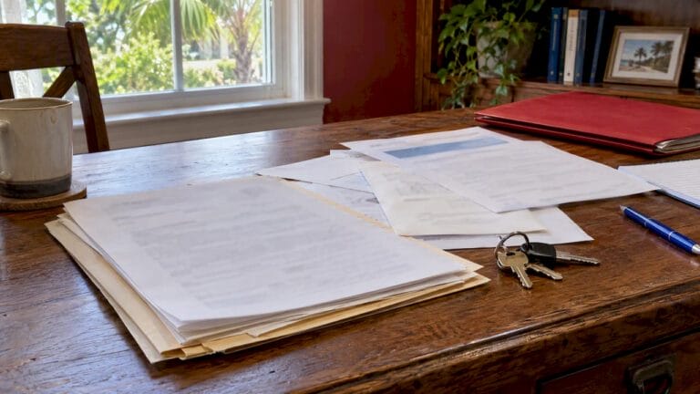 Estate papers beside house keys